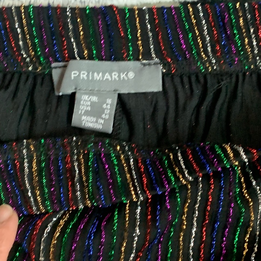 Primark Black Skirt with Metallic Rainbow Stripes